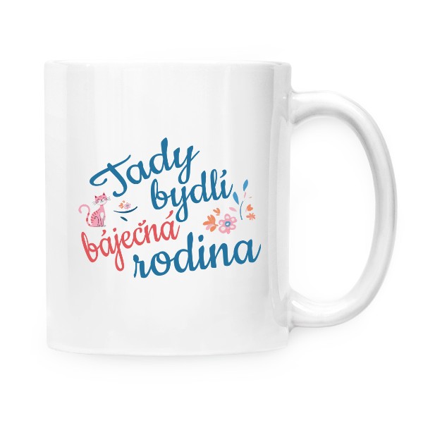 Hrnek malý bílý s potiskem Dárková sada báječná rodina3