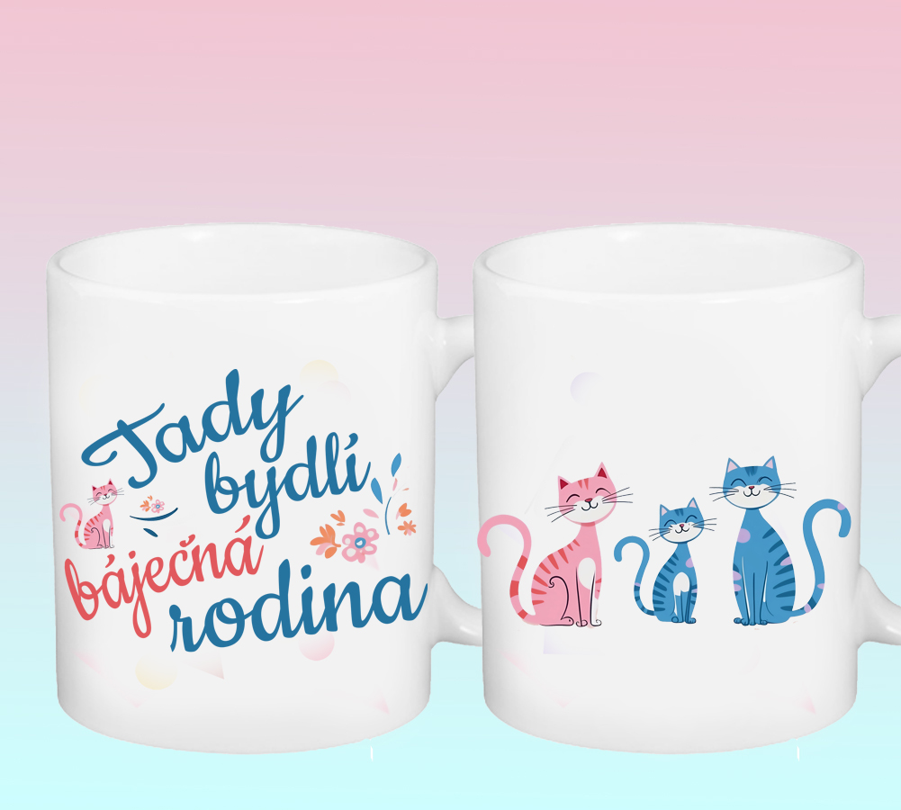 Hrnek malý bílý s potiskem Dárková sada báječná rodina3