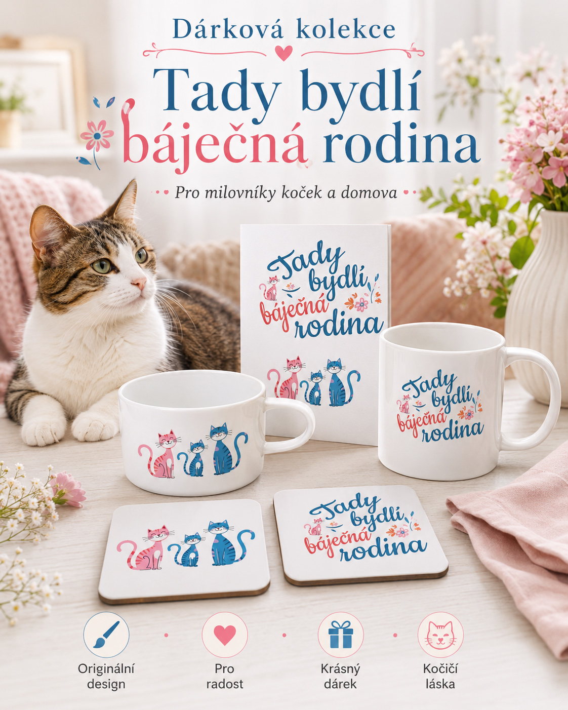 Hrnek malý bílý s potiskem Dárková sada báječná rodina3