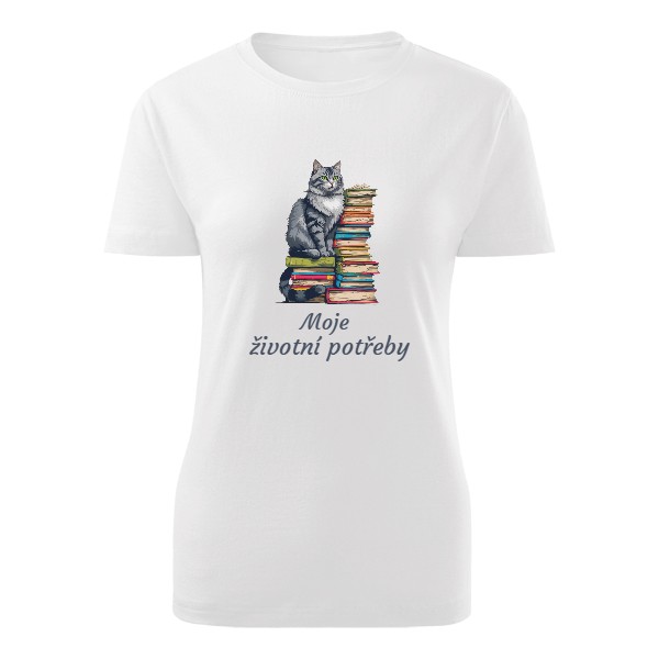 Tričko s potiskem Knihy a kočka 
